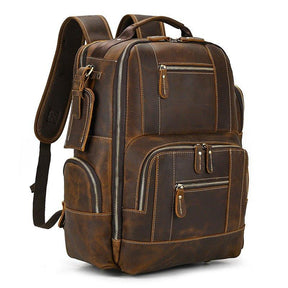 Large Vintage Mens Leather Backpack for Travel