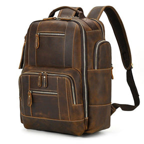 Large Vintage Mens Leather Backpack for Travel