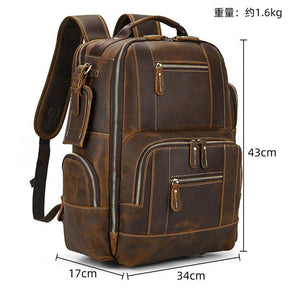 Large Vintage Mens Leather Backpack for Travel