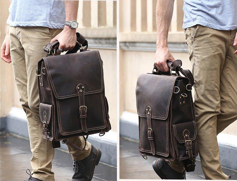 Woosir Leather Flap Backpack for Men