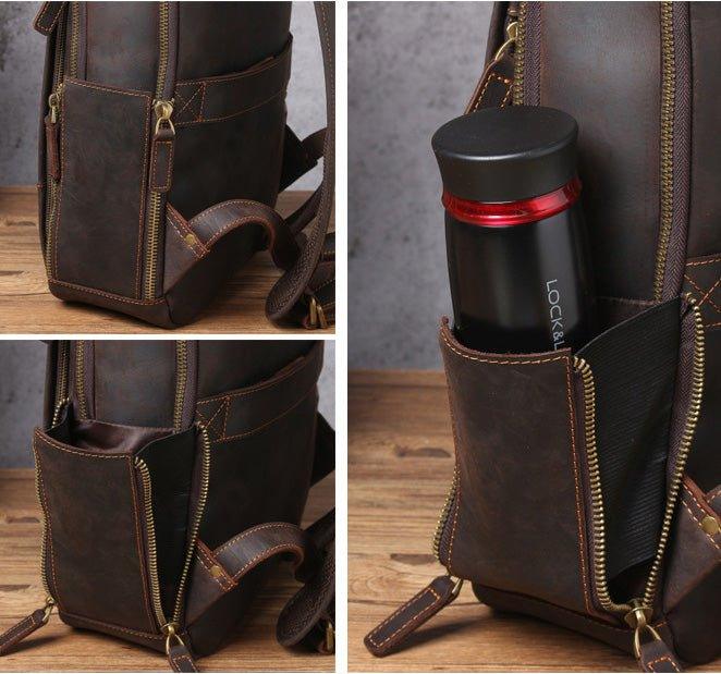 Vintage Mens Leather Backpack for Laptop