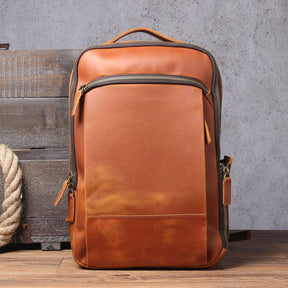 Vintage Mens Leather Backpack for Laptop