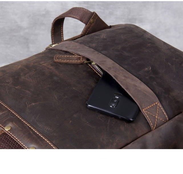 Vintage Mens Leather Backpack for Laptop