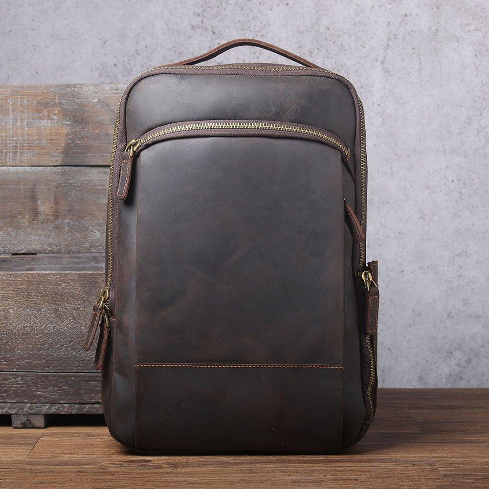 Vintage Mens Leather Backpack for Laptop