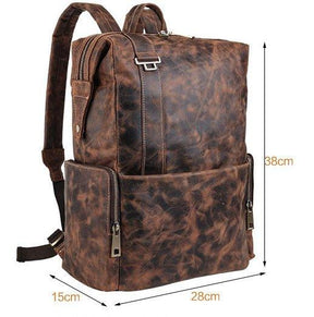 Woosir Leather Rucksack Men Dark Brown