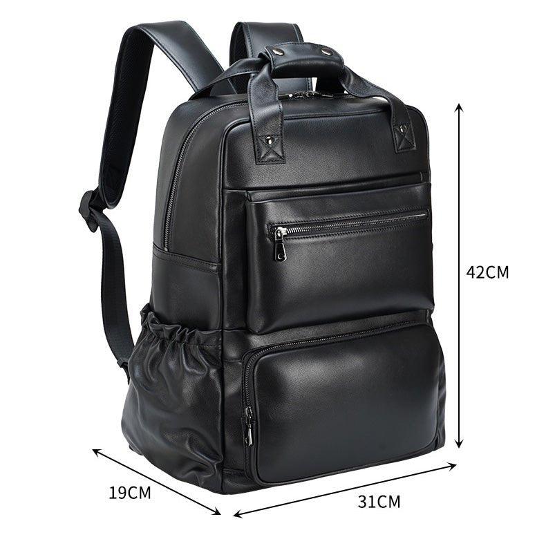 Woosir Men Black Leather Backpack