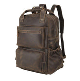 Mens Vintage Leather Backpack with Trolley Sleeve