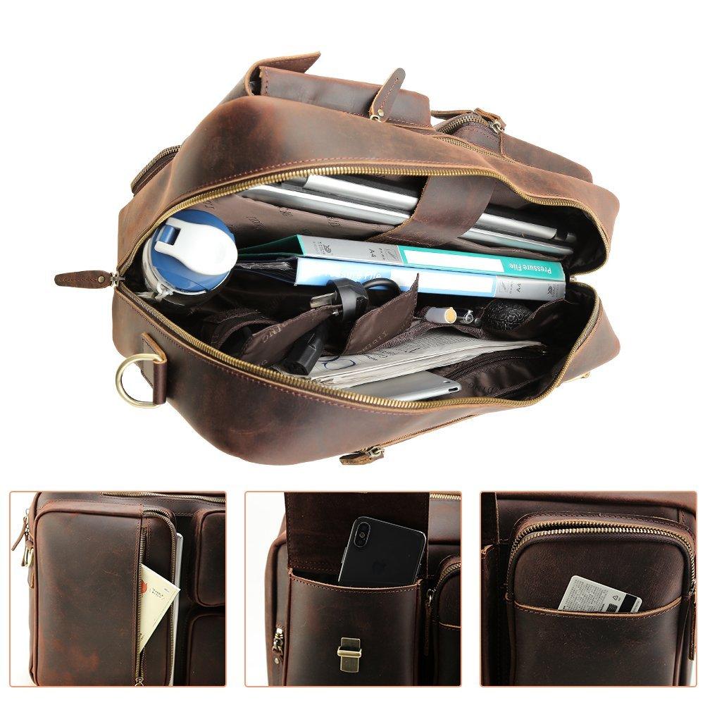 Convertible Leather Backpack Briefcase for 15.6" Laptop