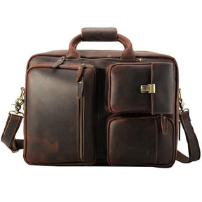 Convertible Leather Backpack Briefcase for 15.6" Laptop