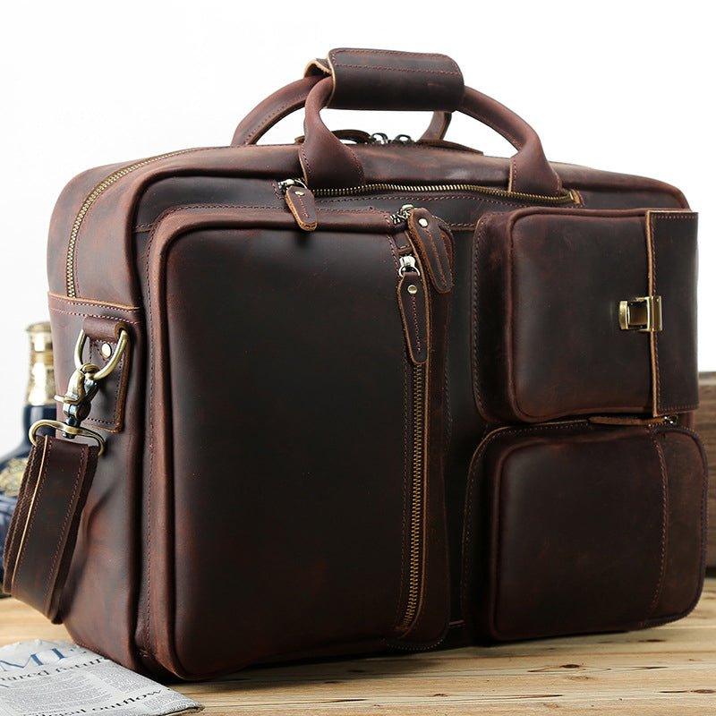 Convertible Leather Backpack Briefcase for 15.6" Laptop