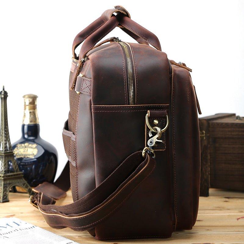 Convertible Leather Backpack Briefcase for 15.6" Laptop