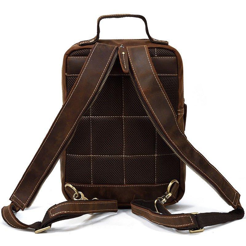 Mens Small Convertible Leather Backpack Vintage