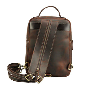 Mens Small Convertible Leather Backpack Vintage