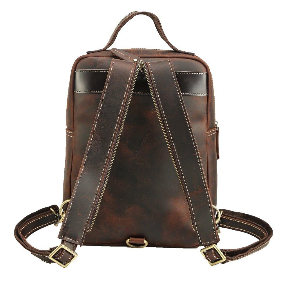 Mens Small Convertible Leather Backpack Vintage