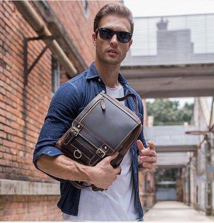 Mens Small Convertible Leather Backpack Vintage