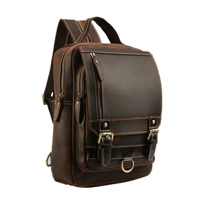 Mens Small Convertible Leather Backpack Vintage