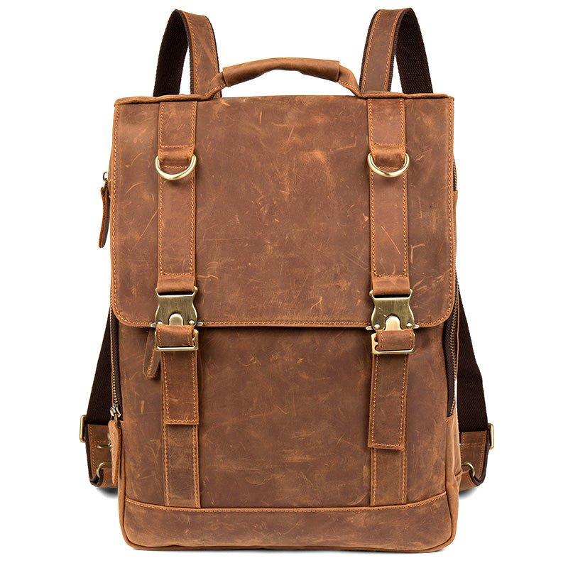 Woosir Mens Leather Backpack with Laptop Compartment