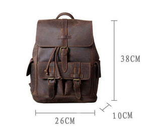 Vintage Leather Backpacks Travel with Trolley Sleeve