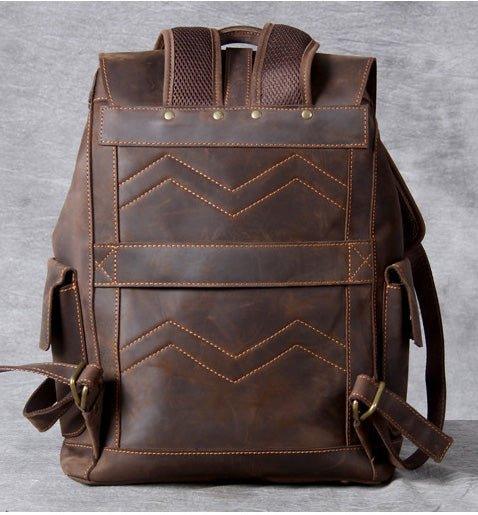 Vintage Leather Backpacks Travel with Trolley Sleeve