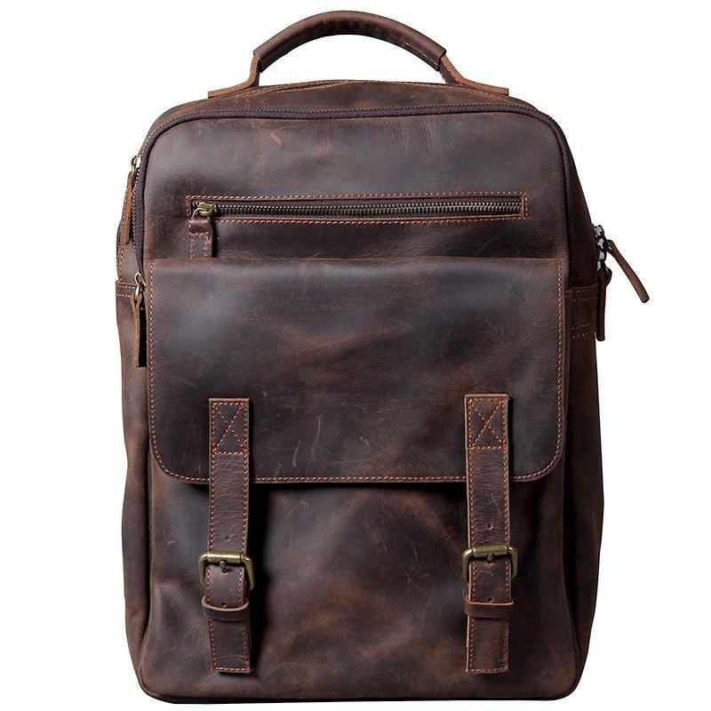 Mens Leather Laptop Backpack for Business