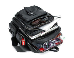 Mens Multi Pocket Leather Backpack