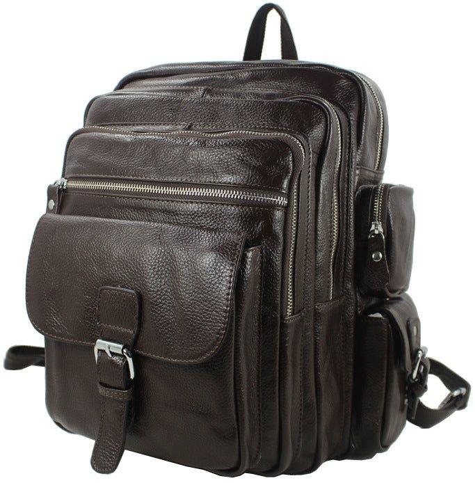 Mens Multi Pocket Leather Backpack