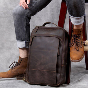 Mens Leather Backpack Vintage for Laptop