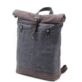 Vintage Roll Top Waxed Canvas Backpack Rucksack