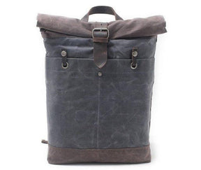 Vintage Roll Top Waxed Canvas Backpack Rucksack