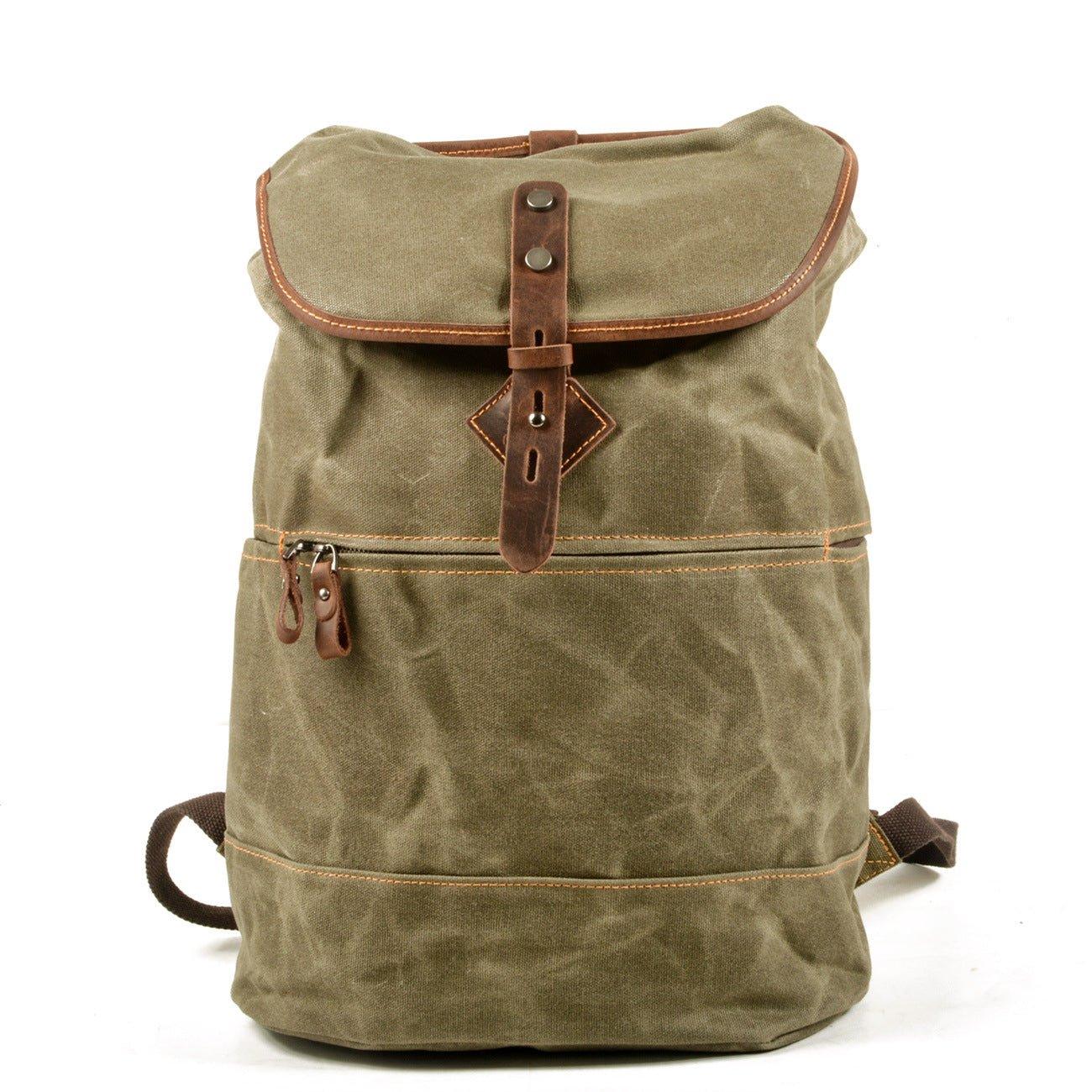 Mens Canvas Vintage Backpack Rucksack Drawstring