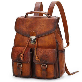 Multi-pocket Leather Backpack for Women