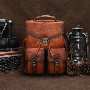 Multi-pocket Leather Backpack for Women