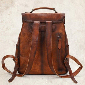 Multi-pocket Leather Backpack for Women