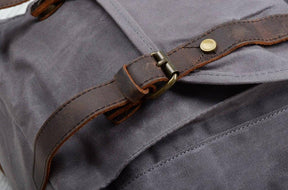 Waxed Canvas Vintage Backpack Roll Top Rucksack