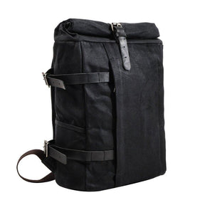 Roll Top Waxed Canvas Backpack Vintage for Men