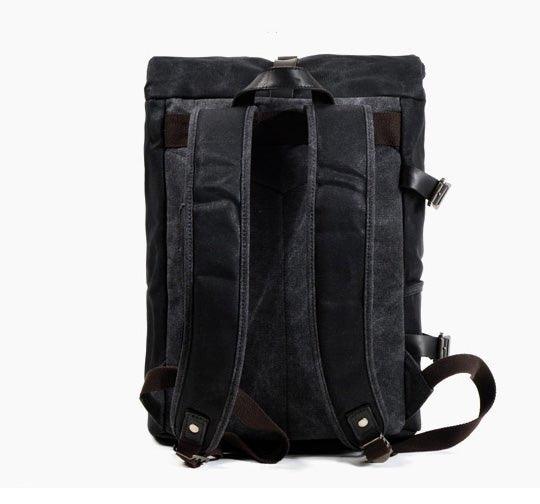 Roll Top Waxed Canvas Backpack Vintage for Men