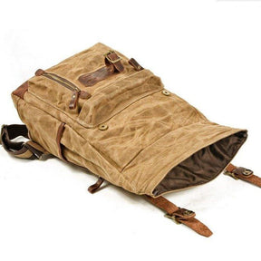 Roll Top Vintage Backpack Waxed Canvas with Laptop Sleeve