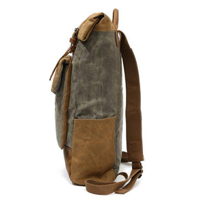 Vintage Waxed Canvas Backpack Roll Top Travel