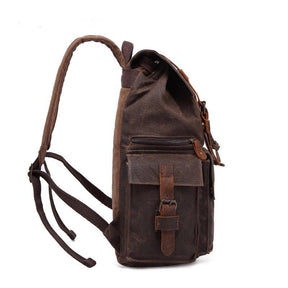 Mens Waxed Canvas Backpack Rucksack Vintage