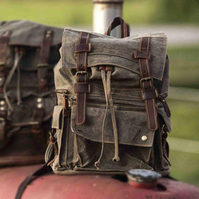 Mens Waxed Canvas Backpack Rucksack Vintage