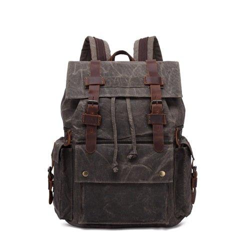 Mens Waxed Canvas Backpack Rucksack Vintage