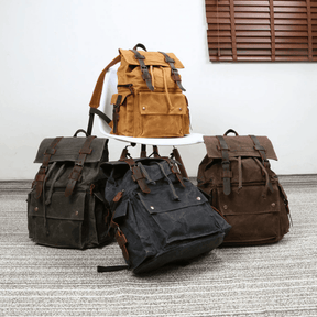 Mens Waxed Canvas Backpack Rucksack Vintage