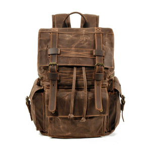 Mens Waxed Canvas Backpack Rucksack Vintage