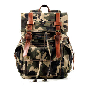 Mens Waxed Canvas Backpack Rucksack Vintage