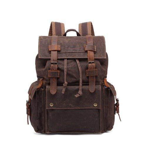 Mens Waxed Canvas Backpack Rucksack Vintage