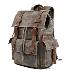 Mens Waxed Canvas Backpack Rucksack Vintage