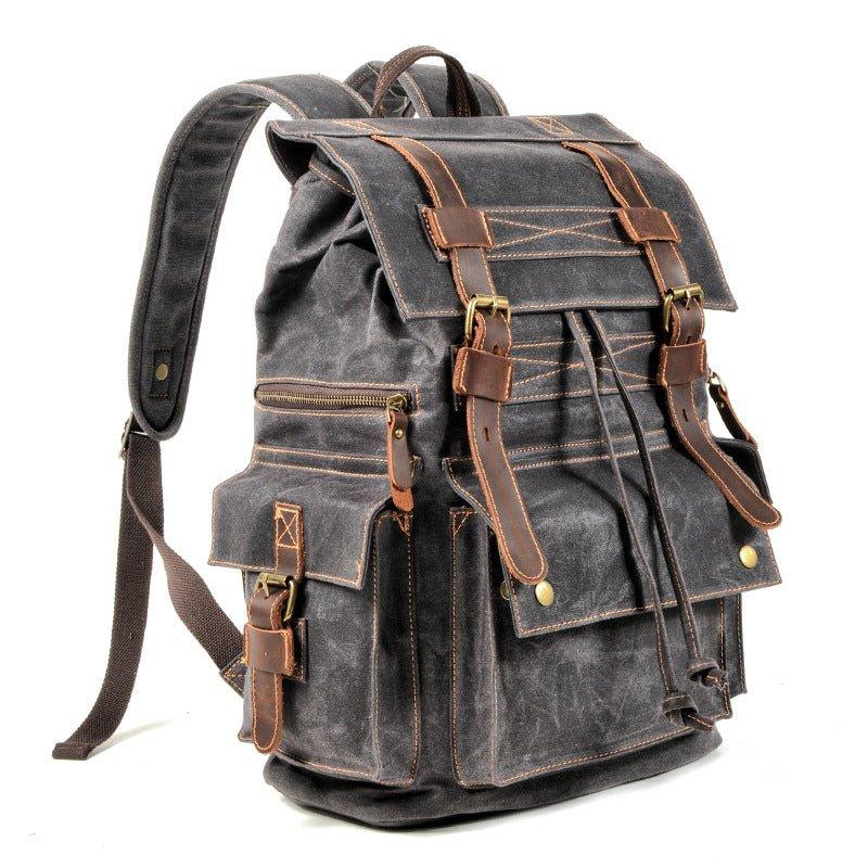 Mens Waxed Canvas Backpack Rucksack Vintage