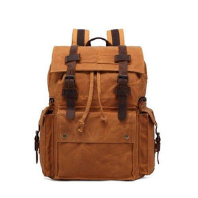 Mens Waxed Canvas Backpack Rucksack Vintage