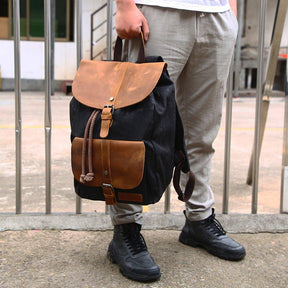 Waxed Canvas Backpack Laptop Rucksack Mens Women