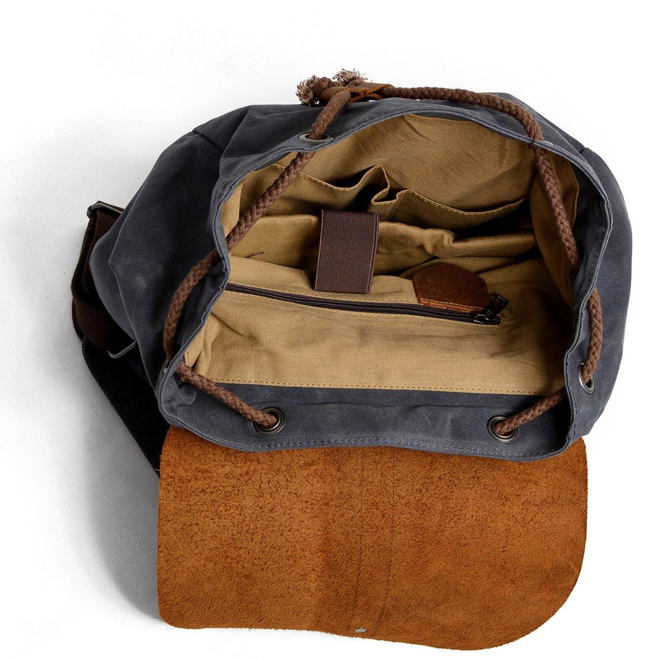 Waxed Canvas Backpack Laptop Rucksack Mens Women